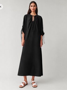 cos a line midi dress Pleated A-Line Maxi Tank Dress in Navy M / Navy